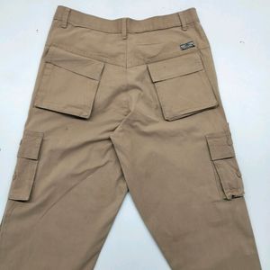 KHAKI COTTON CARGO PANT FOR MEN