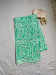 Green Sequin saree