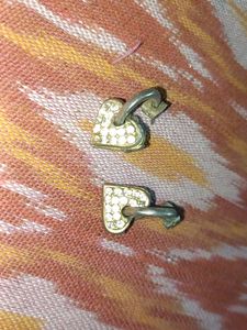 Heart Shape Golden Earrings With Stones