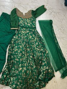 Green Embroidered Anarkali