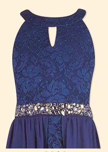 Navy Blue Lace Romper Dress