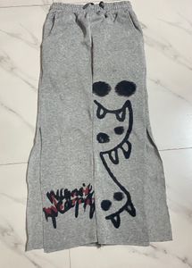 Graphic Print Grey Sweat Skirt