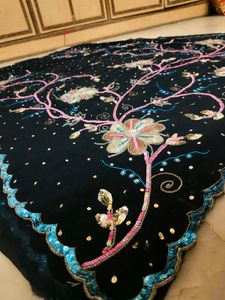 Full Unique Embroidery Work Black 🖤 Saree