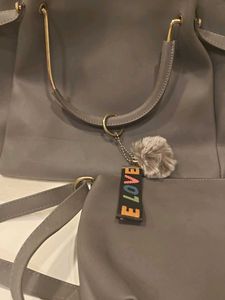 Stylish Grey Handbag Combo With Sling bag