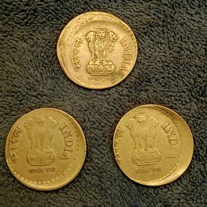 Rare 5 Rupee Shift Error Coins Set (3 Pcs)