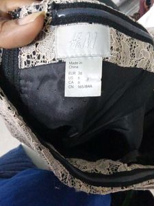 H &amp; M Beige Lace Overlay Sleevless  Black Bow