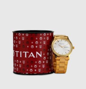 Titan Analog Watch Gold Case