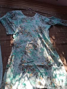 Blue Embellished Kurta Floral Print 3xl Cotton K
