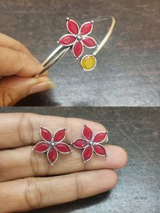 Green Flower Jewelry Set