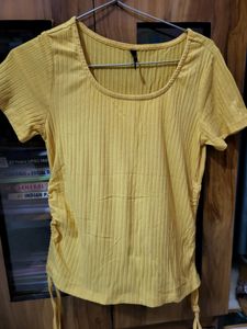 Ribbed Crop Top With Waist Strings