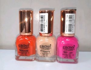 Ebony Matte Nail Paint. Combo Of Orange/Nude/Pink