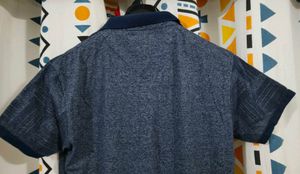 Navy Blue Patterned Polo Shirt