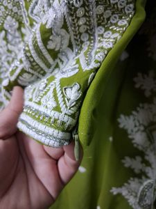 Elegant Green Dhoti Pant Set 40 size side jib adju