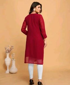 Elegant Maroon Chikankari Kurta L size
