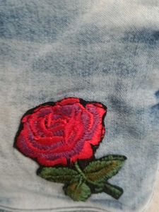 Rose Embroidered Denim Shorts