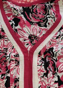 Floral Print V-Neck Kurti