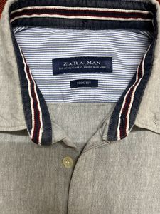 Grey Color Men Slim Fit Shirt
