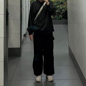 Black Wide Leg Cargo Pants XS-M