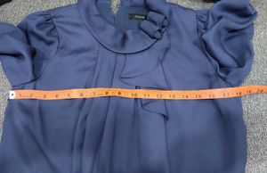 Navy Ruffle Blouse