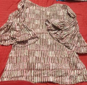 Patterned Brown Tunic Top