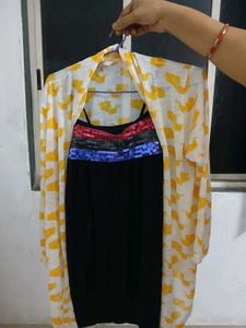 Black Sleeveless Top with Yellow Cover Up