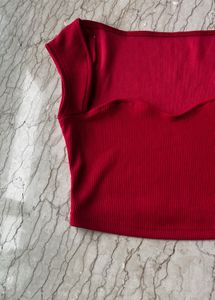 Red Ribbed Top
