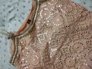 PRETTY PEACH HEAVY SHARARA 3 PIECE SET