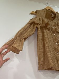 Cold Cut Button Down Shirt With Paplon