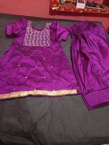 Purple Party Wear Embroidered Kurta Set