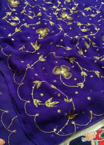 Elegant Purple aari tari work Saree