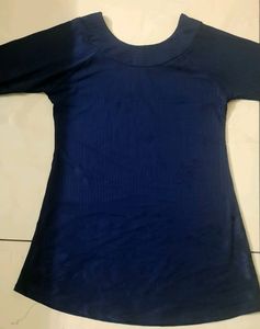 NAVY BLUE FLOWER GLAZED TOP