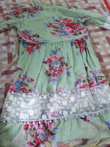 Floral Lace Trimmed Dress