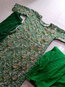 Green Printed Kurta Set
