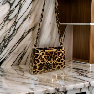 Leopard Print Chain Crossbody Bag