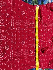 Red Printed Kurta Set