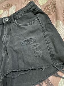 Ripped Black Denim Shorts