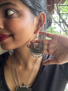 Mirror Ghungroo Oxidised Neckpiece Set