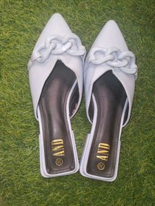 AND Blue Chain Mule Heels Size 38