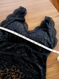 Black Stretchable Lace Tank Top