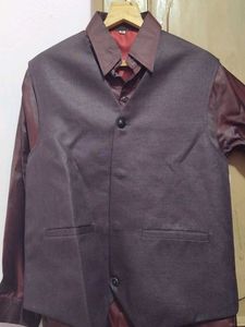 Brown Waistcoat &amp; Shirt Set