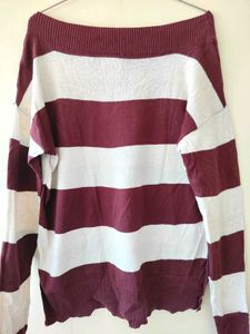 Maroon And White Colour Sweatshirt For Women ✨