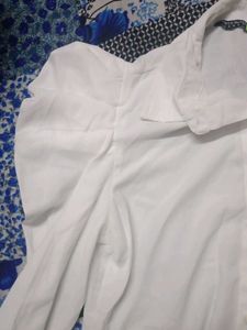 White Puff Sleeve Button-Up Top
