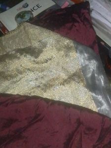 Maroon Saree With Golden Colour Broader