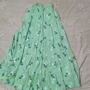 Leaf Print Maxi Skirt