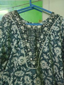 blue floral kurti / kurta set cotton salwar