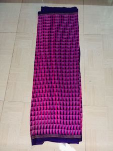 Magenta &amp; Navy Geometric Print Saree