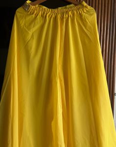 Yellow Palazzo - Choli Set with Net Jacket