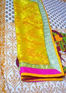 Elegant Pink &amp; Yellow Saree