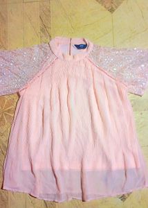 Pink Floral Lace Sleeve Blouse