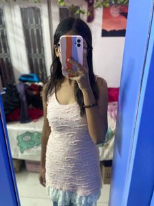 Pink Mini Dress with Lace